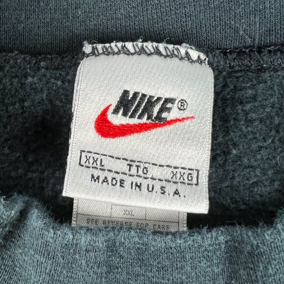 VTG 90s NIKE Sweatshirt Extra Extra Large Black Faded Embroidered Crewneck USA - Picture 6 of 14